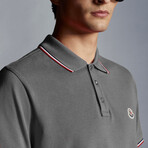 Striped Collar Short Sleeve Polo Shirt // Gray (S)