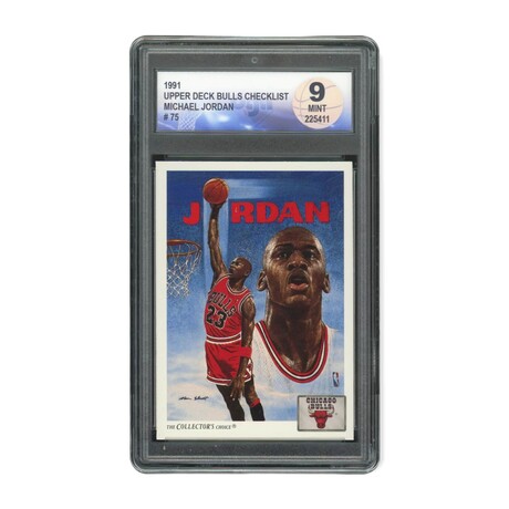 Michael Jordan // 1991 Upper Deck Bulls Checklist // DGA 9 Mint