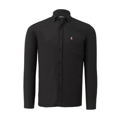 Solid Front Pocket Button Up // Black (S)