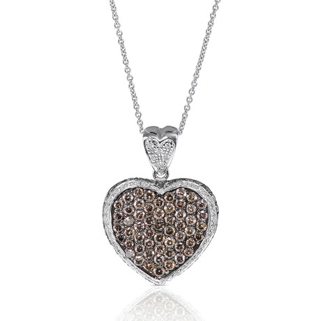 14K White Gold Diamond Heart Pendant Necklace // 18" // New