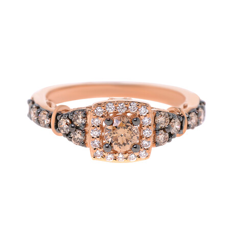 14K Rose Gold Diamond Halo Ring // Ring Size: 6.75 // New