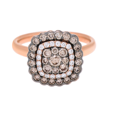 14K Rose Gold Diamond Cluster Ring // Ring Size: 6.75 // New