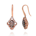 14K Rose Gold Diamond Drop Earrings // New