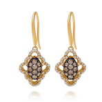 14K Yellow Gold Diamond Drop Earrings // New