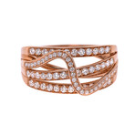 14K Rose Gold + Diamond Highway Ring // Ring Size: 7.25 // New