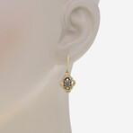 14K Yellow Gold Diamond Drop Earrings // New