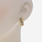 14K Yellow Gold Diamond Huggie Earrings // New