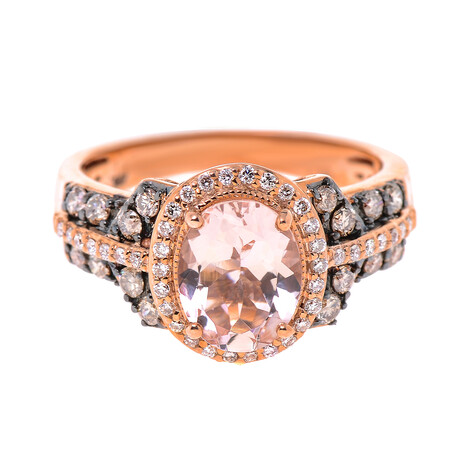 14K Rose Gold Morganite + Diamond Ring // Ring Size: 7 // New