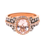 14K Rose Gold Morganite + Diamond Ring // Ring Size: 7 // New