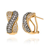 14K Yellow Gold Diamond Huggie Earrings // New