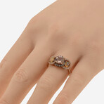 14K Rose Gold Morganite + Opal + Diamond Ring // Ring Size: 7.25 // New