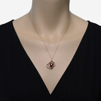 14K Rose Gold Diamond + Rhodolite Pendant Necklace // 17" // New