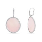 Aurora 18K White Gold Pink Mother of Pearl + Diamond Drop Earrings // New