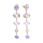 Mila Primavera 18K Rose Gold + Multi-Stone Drop Earrings I // New