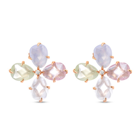 Mila Primavera 18K Rose Gold + Multi-Stone Drop Earrings II // New