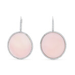 Aurora 18K White Gold Pink Mother of Pearl + Diamond Drop Earrings // New