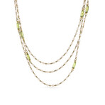 Nagai 18K Yellow Gold Cultured Pearl + Peridot Long Necklace // 38" // New