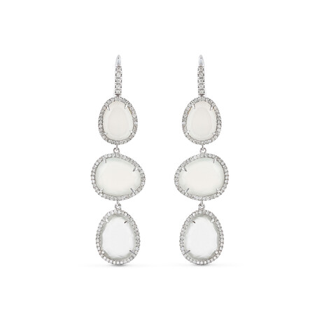 Talita 18K White Gold Moonstone + Diamond Chandelier Earrings // New