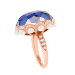 Belle 18K Rose Gold Rock Crystal + Mother of Pearl + Cultured Pearl Statement Ring // Ring Size: 6.5 // New