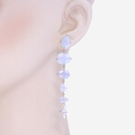 Mila 18K White Gold Chalcedony Drop Earrings // New