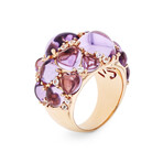Mimi Milano // Juliet 18K Rose Gold Cabochon Amethyst + White Sapphire Cocktail Ring // Ring Size: 6.25 // New