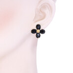 Bloom 18K Rose Gold Obsidian + Yellow Sapphire Drop Earrings // New