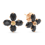 Bloom 18K Rose Gold Obsidian + Yellow Sapphire Drop Earrings // New