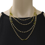 Nagai 18K Yellow Gold Cultured Pearl + Peridot Long Necklace // 38" // New