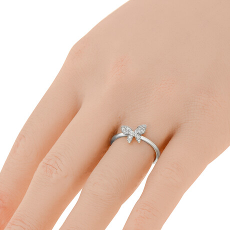 Farfalla 18K White Gold Diamond Band Ring // Ring Size: 6.5 // New