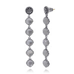 Sterling Silver Mother Of Pearl + Rock Crystal Doublet Drop Earrings // New