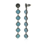 Sterling Silver Turquoise + Rock Crystal Doublet Drop Earrings // New