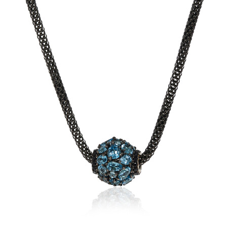 Charles Krypell // Roxy Sterling Silver Black Sapphire + Blue Topaz Pendant Necklace // 16" // New