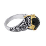 Calypso Sterling Silver + 18K Yellow Gold Onyx Statement Ring // Ring Size: 7.25 // Store Display