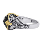 Calypso Sterling Silver + 18K Yellow Gold Onyx Statement Ring // Ring Size: 7.25 // Store Display