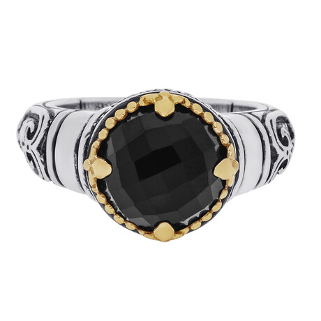 Konstantino // Calypso Sterling Silver + 18K Yellow Gold Onyx Statement Ring I // Ring Size: 7.25 // New