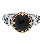 Calypso Sterling Silver + 18K Yellow Gold Onyx Statement Ring I // Ring Size: 7.25 // New