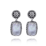Sterling Silver Mother Of Pearl + Rock Crystal Doublet Drop Earrings II // New