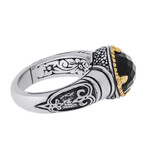 Calypso Sterling Silver + 18K Yellow Gold Onyx Statement Ring I // Ring Size: 7.25 // New
