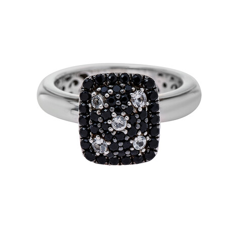 Charles Krypell // Starlight Sterling Silver Black + White Sapphire Gemstone Ring // Ring Size: 6.5 // New