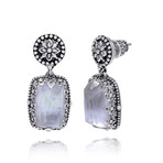 Sterling Silver Mother Of Pearl + Rock Crystal Doublet Drop Earrings II // New