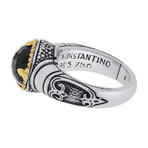 Calypso Sterling Silver + 18K Yellow Gold Onyx Statement Ring I // Ring Size: 7.25 // New