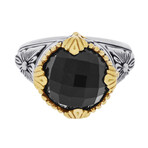 Calypso Sterling Silver + 18K Yellow Gold Onyx Statement Ring // Ring Size: 7.25 // Store Display