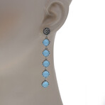 Sterling Silver Turquoise + Rock Crystal Doublet Drop Earrings // New