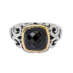 Charles Krypell // Sterling Silver + 18K Yellow Gold Black Spinel Band Ring // Ring Size: 6.25 // New