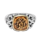 Sterling Silver + 18K Yellow Gold Orange Citrine Band Ring // Ring Size: 6.75 // New