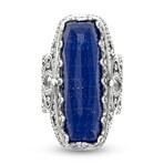 Sterling Silver + Lapis Statement Ring // Ring Size: 7 // New