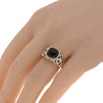 Charles Krypell // Sterling Silver + 18K Yellow Gold Black Spinel Band Ring // Ring Size: 6.25 // New
