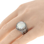 Sterling Silver + Mother Of Pearl + Rock Crystal Doublet Statement Ring // Ring Size: 8 // Store Display