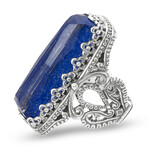 Sterling Silver + Lapis Statement Ring // Ring Size: 7 // New