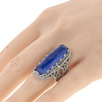 Sterling Silver + Lapis Statement Ring // Ring Size: 7 // New